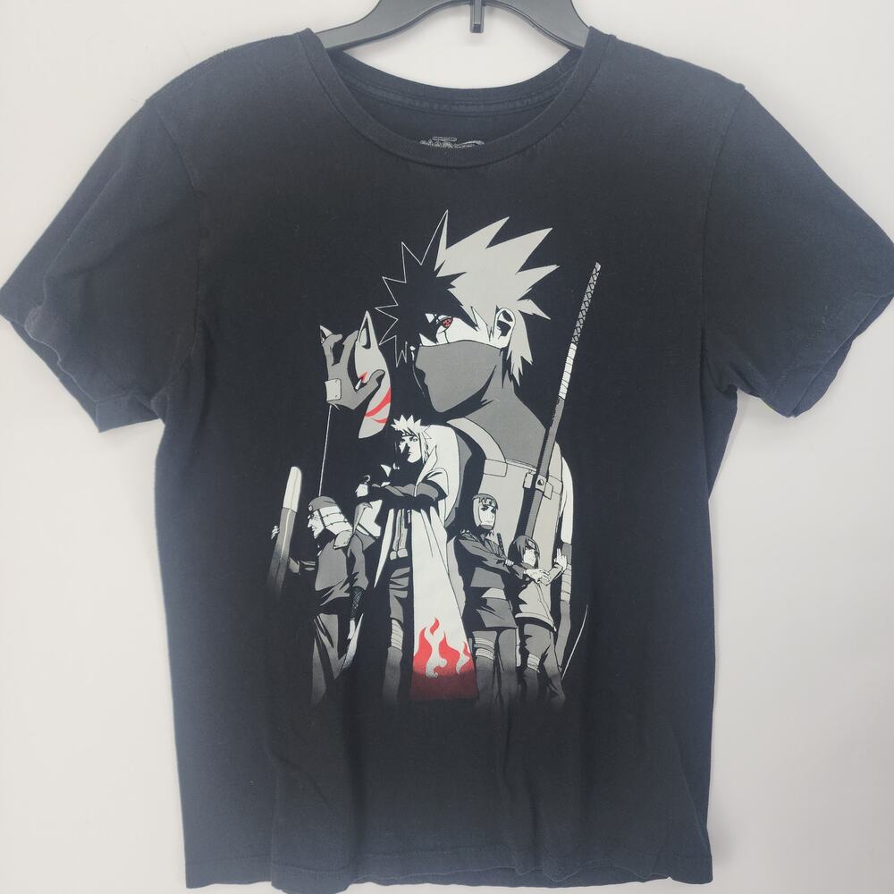 Naruto Shippuden Vintage Action Scene Graphic T-Shirt Black M